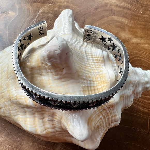 C S Sterling Star Bangle Cuff bracelet - Picture 5 of 5